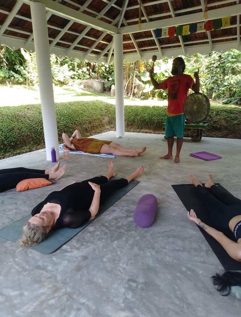 Morning Sadhana with sala